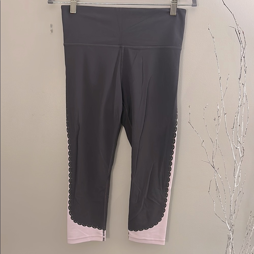Athleta Black Leggings with Pink Trim